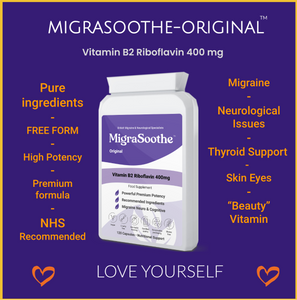 Riboflavin 400mg Caps | MigraSoothe-Original | Vitamin B2| Migraine attacks | NHS recommended 1-4 Months