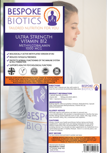 Ultra Strength Vitamin B12 Methylcobalamin 1000mcg 120 Capsules Bespoke Biotics