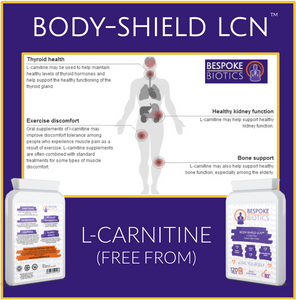 Natural L-Carnitine 500mg 120 Caps Fat Burner. Sports Performance. Weight Loss - BODYSHIELD LCN